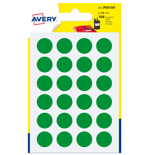 AVERY CONF 168 ETICHETTE ADESIVE ROTONDE DIAMETRO 15 mm VERDE OPACO